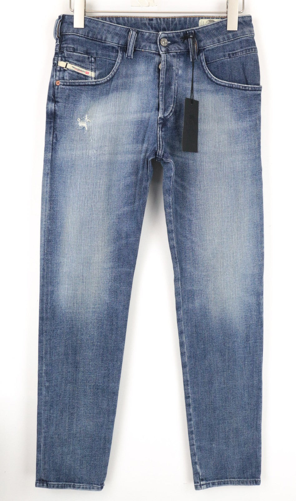 DIESEL D-Bazer 0870H vyriški džinsai W28/L32 skalbtos mėlynos spalvos siaurėjantis kirpimas medvilninis tamprus audinys 