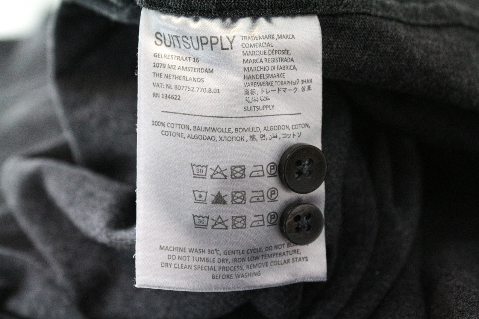 SUITSUPPLY vyriški marškinėliai, 37/38, pilki, ištiesti, ypač ploni, egiptietiškos medvilnės stiliaus 