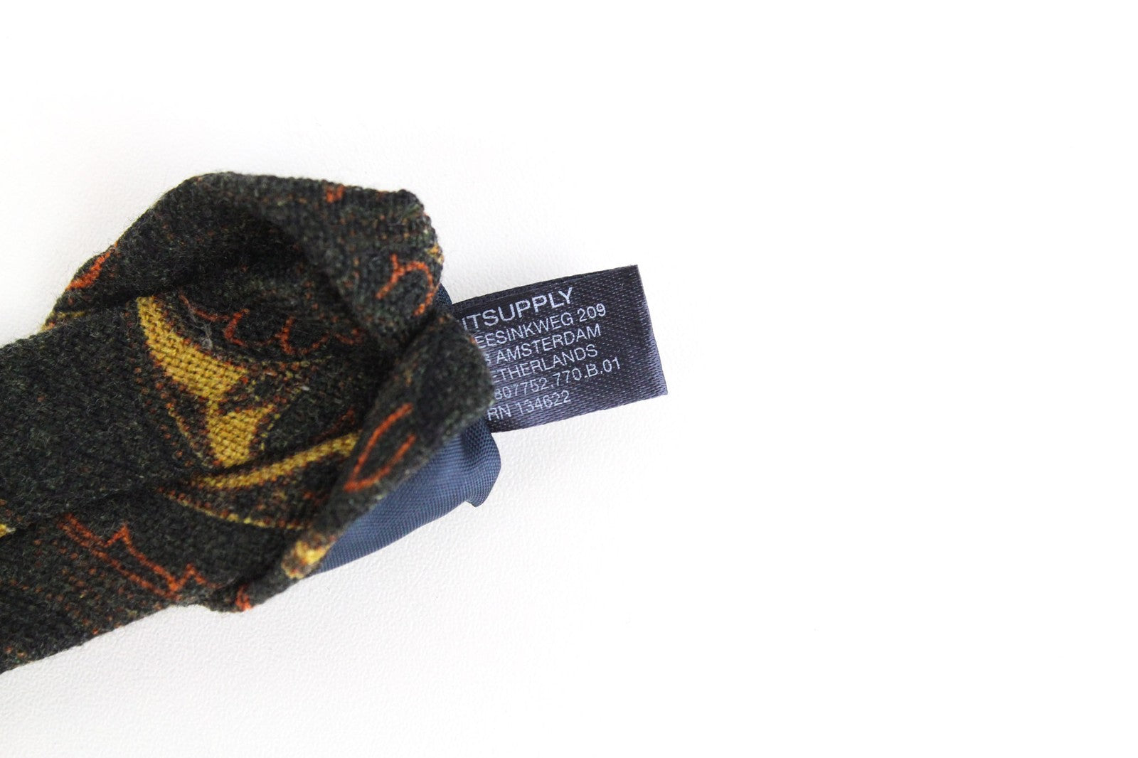 SUITSUPPLY vyriškas kaklaraištis ~150x8 tamsiai žalias vilnonis raštuotas klasikinis oficialus kaklaraištis 