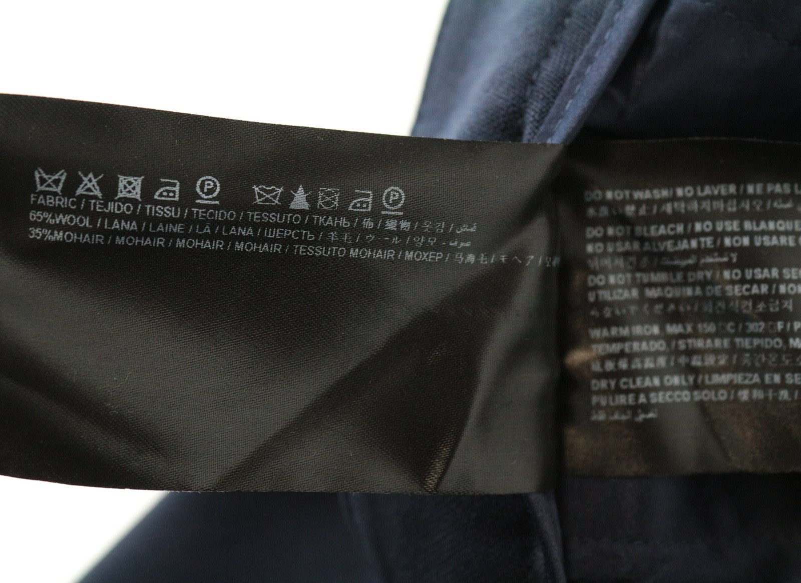 SUISTUDIO Robin moteriškos kelnės UK12R tamsiai mėlynos, plonos, platėjančios moheros, plokščia priekine dalimi 