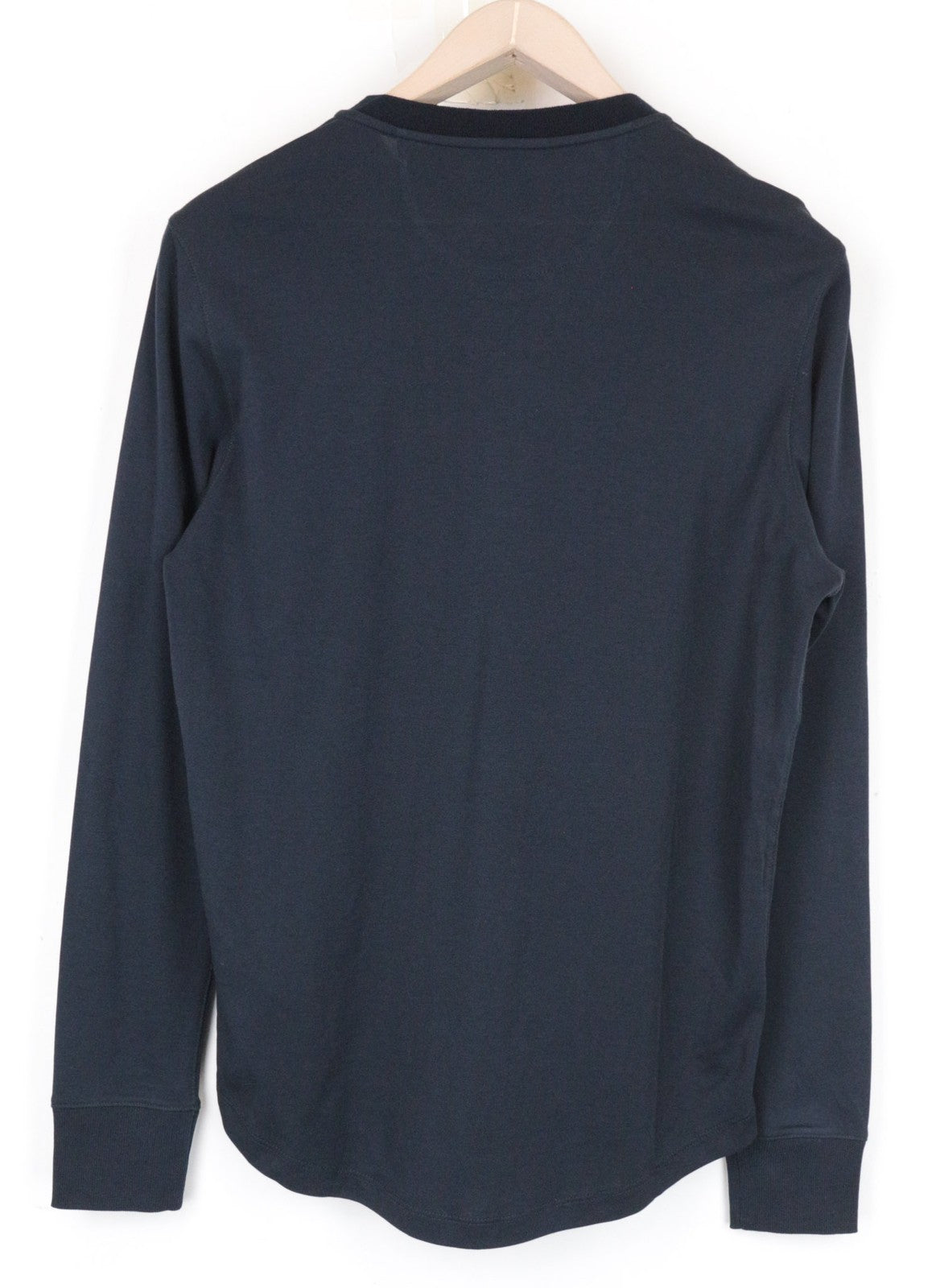 SUITSUPPLY Men's T-Shirt L Long Sleeve Henley Navy Pima Cotton Classic Wear