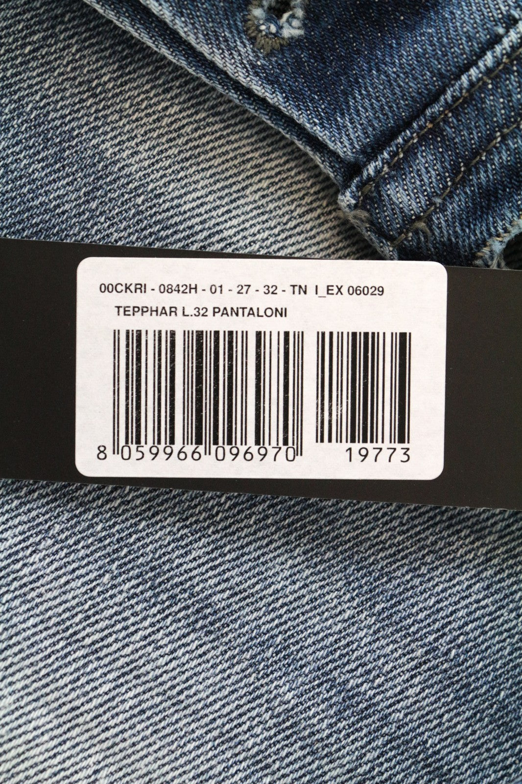 DIESEL Tepphar 0842H vyriški džinsai W27/L32 Slim morkų mėlynos spalvos tampri medvilnė 