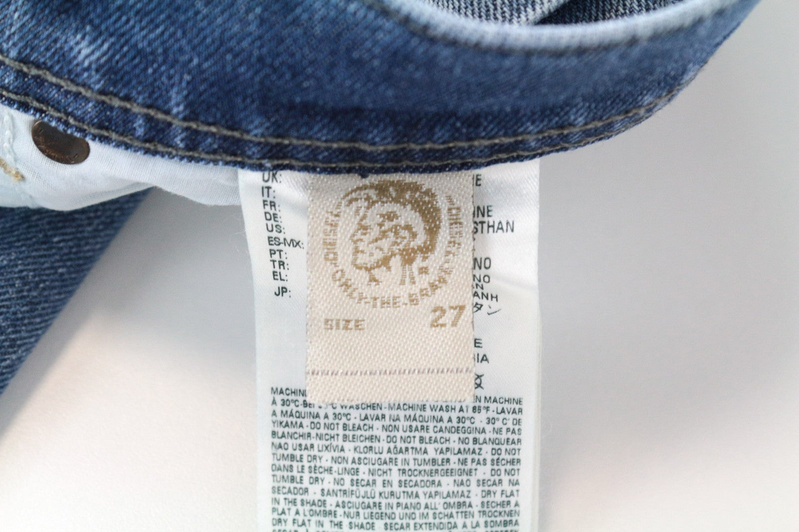 DIESEL Tepphar 0842H vyriški džinsai W27/L32 Slim morkų mėlynos spalvos tampri medvilnė 