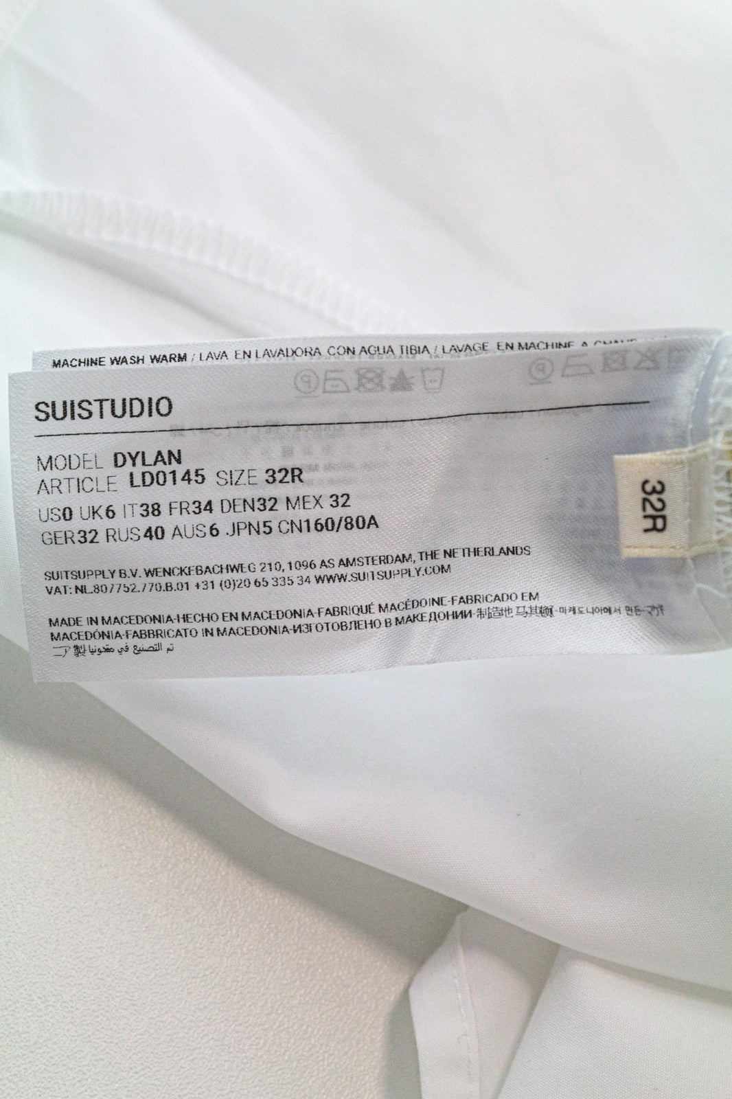 SUISTUDIO Dylan moteriška suknelė UK6R balta marškinių suknelė su medvilnine tunika ilgomis rankovėmis 