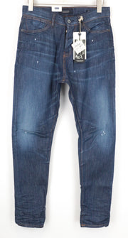 SCOTCH &amp; SODA Stump vyriški džinsai W30/L34 trumpinti laisvi siaurėjantys mėlyni skalbti džinsai 