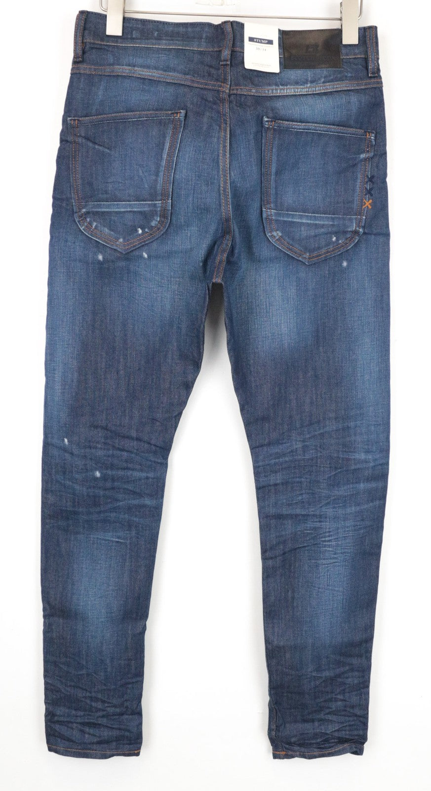 SCOTCH &amp; SODA Stump vyriški džinsai W30/L34 trumpinti laisvi siaurėjantys mėlyni skalbti džinsai 