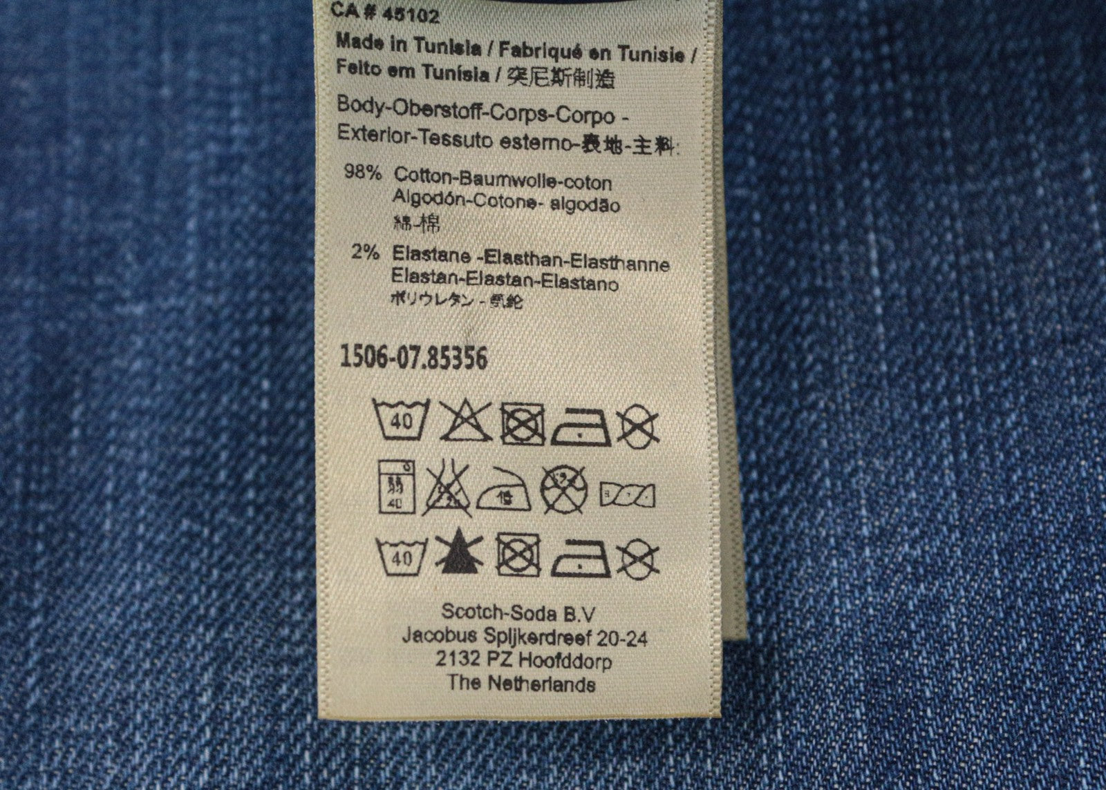 SCOTCH &amp; SODA Stump vyriški džinsai W30/L34 trumpinti laisvi siaurėjantys mėlyni skalbti džinsai 