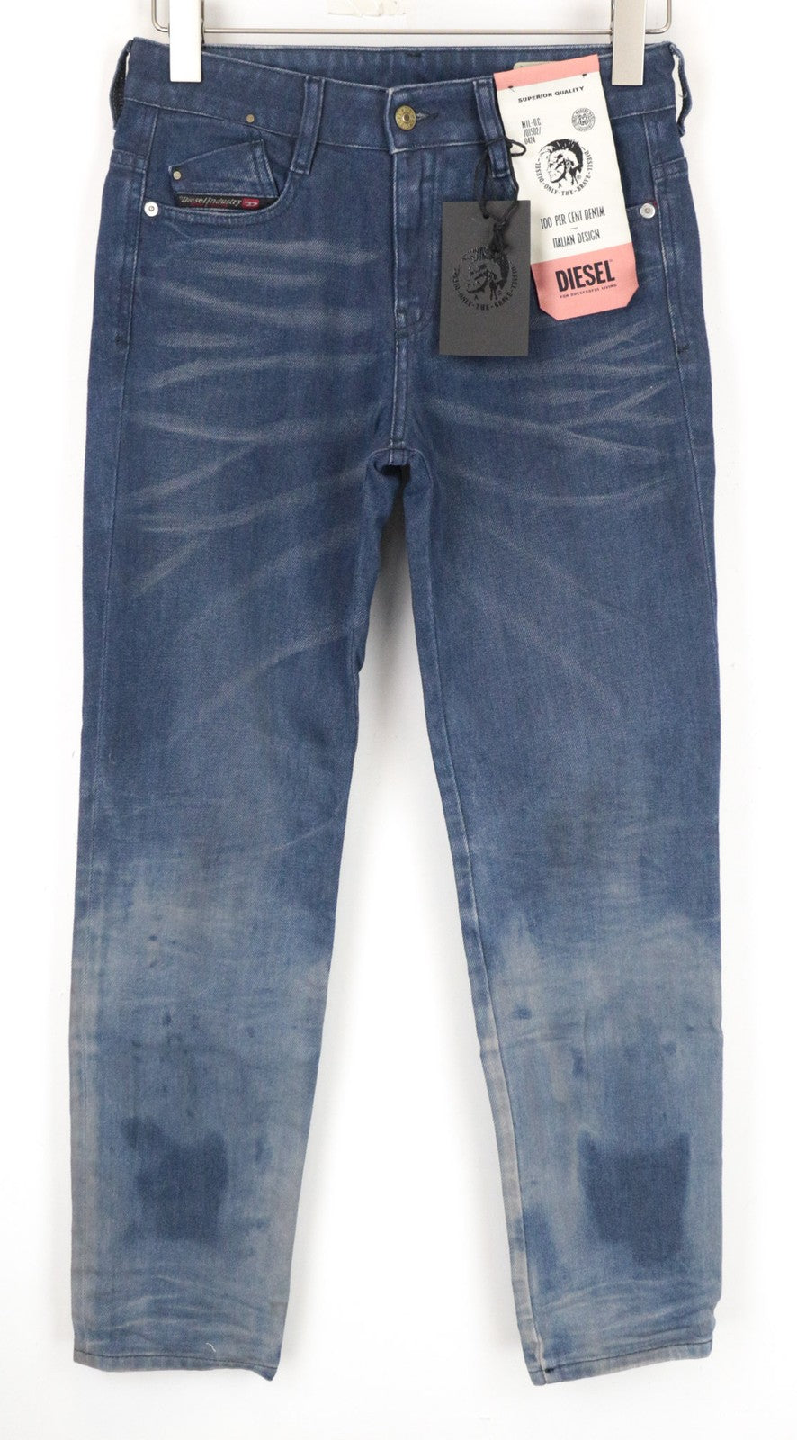 DIESEL D-Rifty 0870I Women's Jeans W25/L32 Slim Fit Blue Cotton Stretch Stained