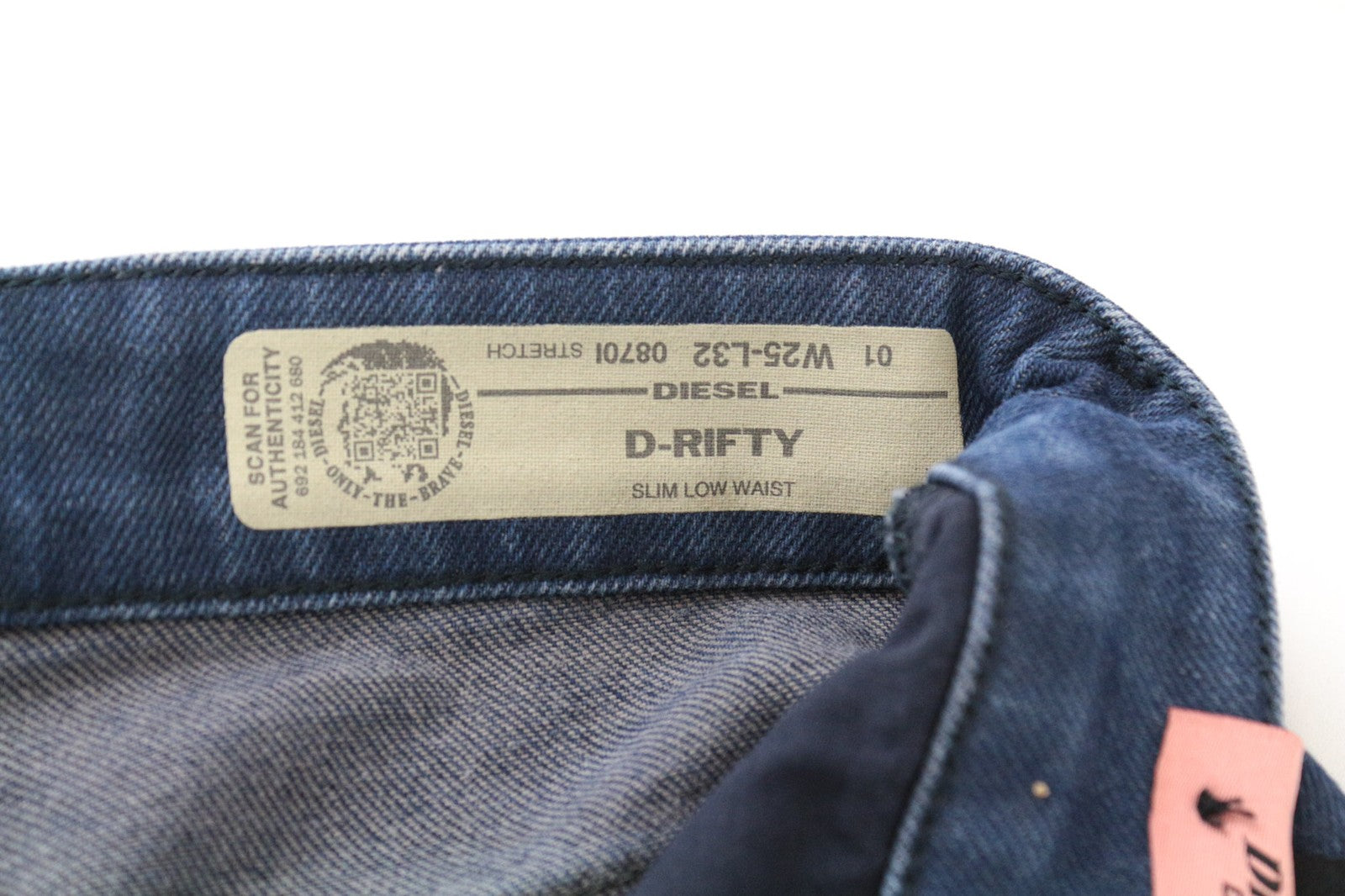 DIESEL D-Rifty 0870I Women's Jeans W25/L32 Slim Fit Blue Cotton Stretch Stained