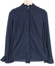 SUISTUDIO moteriški marškiniai, 34R, tamsiai mėlyni, lininio audinio mišinio, rauktomis rankovėmis, medvilninė palaidinė 