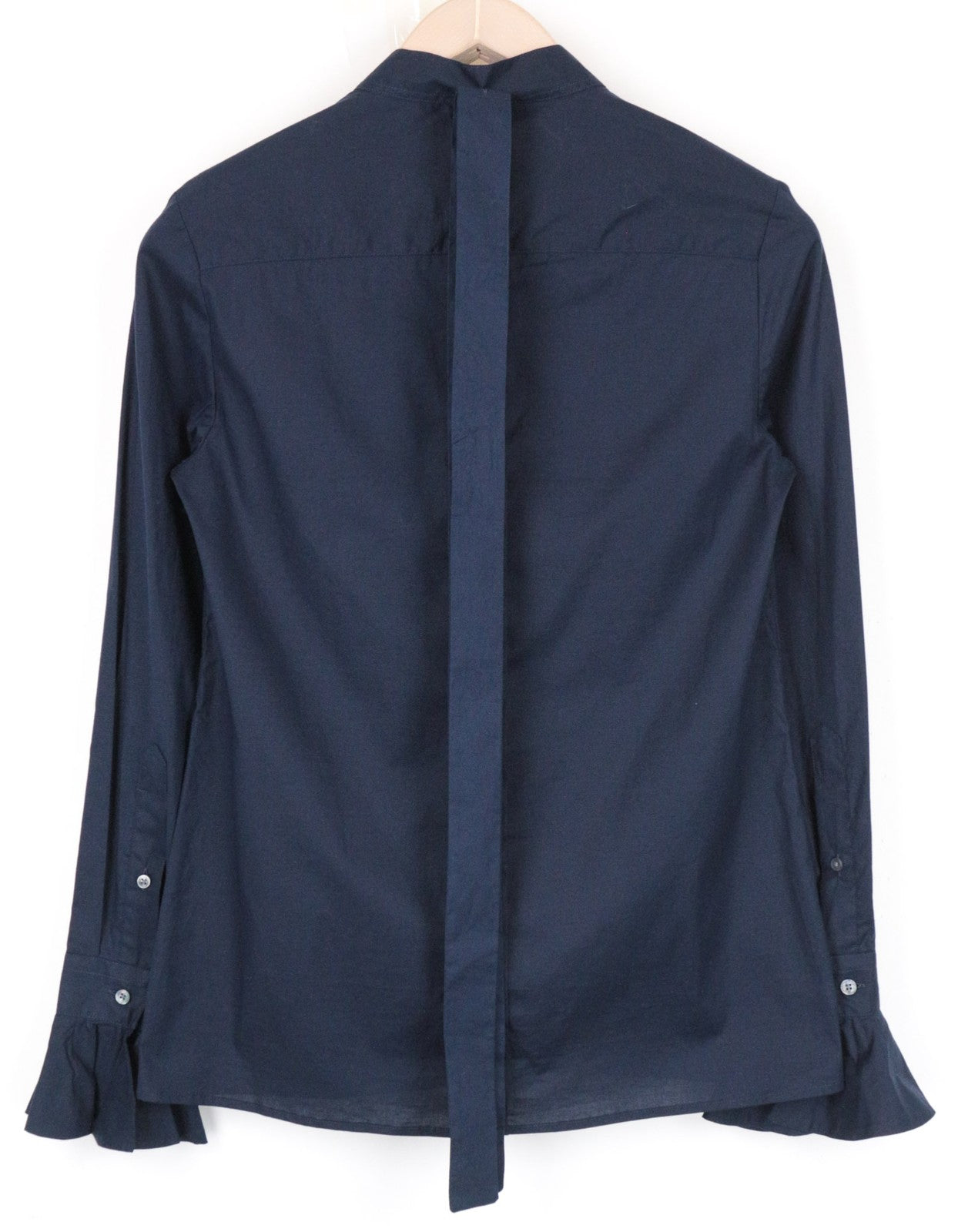 SUISTUDIO moteriški marškiniai, 34R, tamsiai mėlyni, lininio audinio mišinio, rauktomis rankovėmis, medvilninė palaidinė 