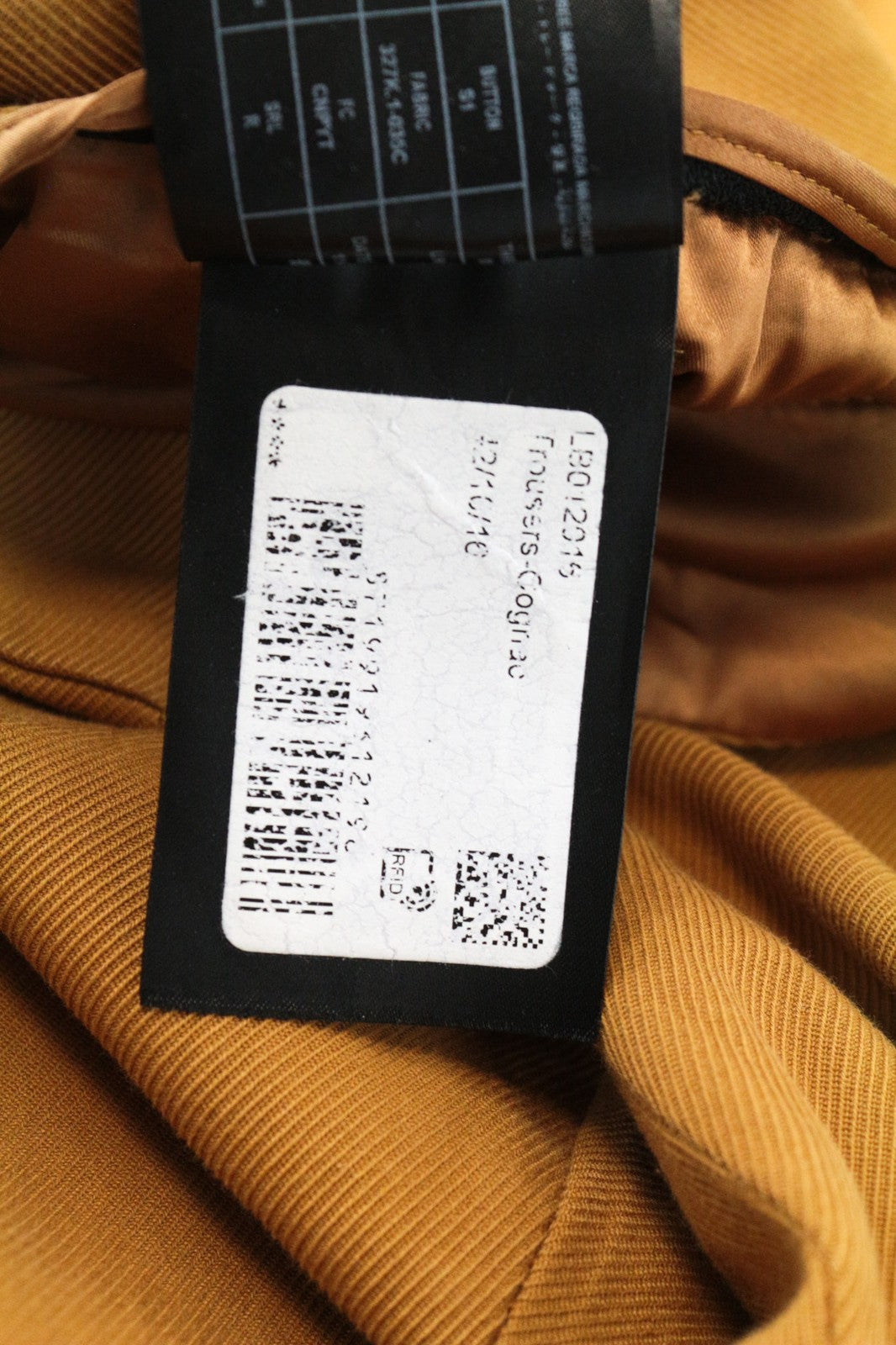 SUISTUDIO Lane moteriškos kelnės UK16R rudos dryžuoto audinio, plonos, ilgos, medvilninės, plokščio priekio. 