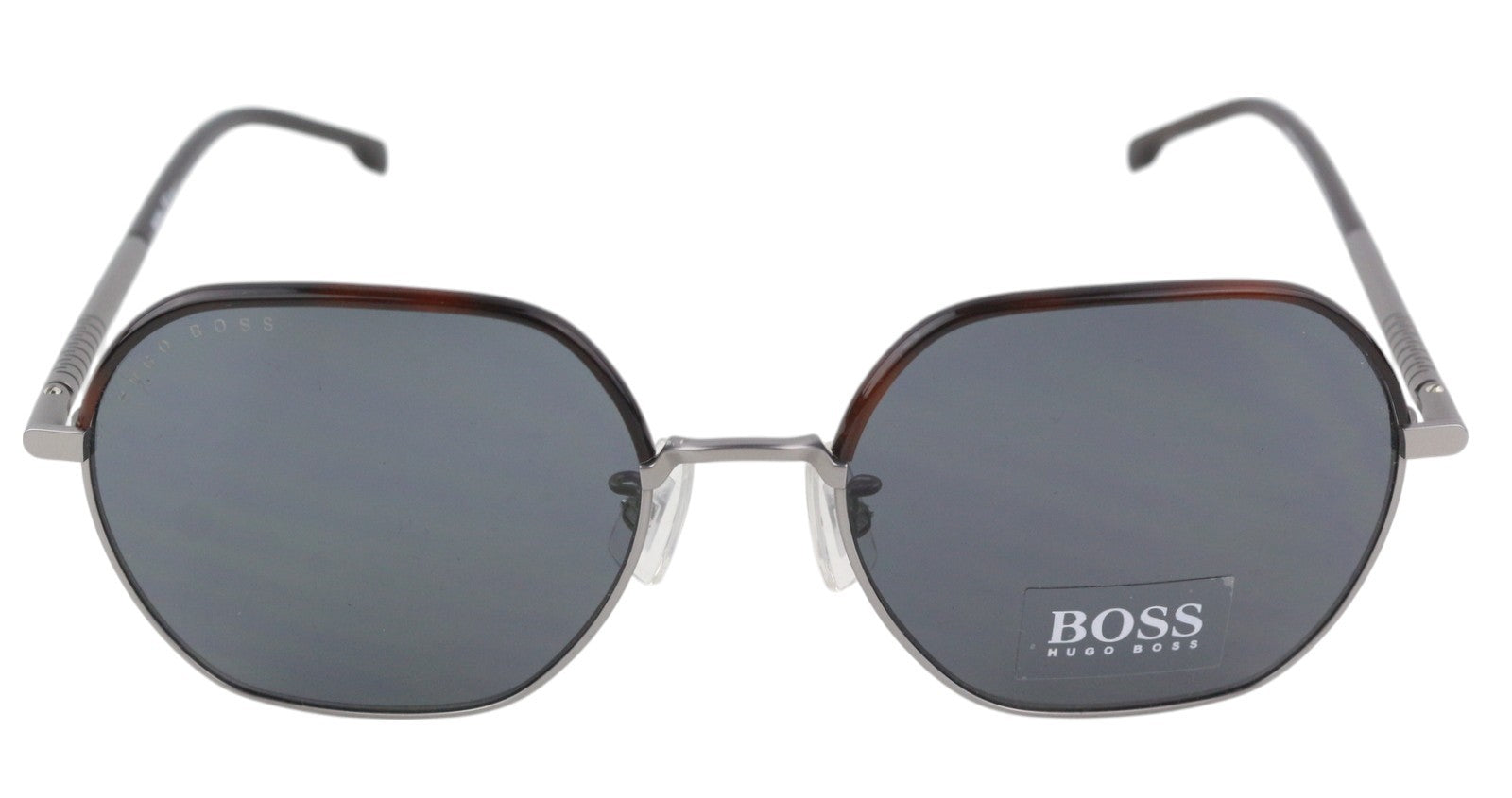 HUGO BOSS 1107/F/S vyriški akiniai nuo saulės su sidabro atspalviu, tonuotu kvadratu ir unisex akiniais. 