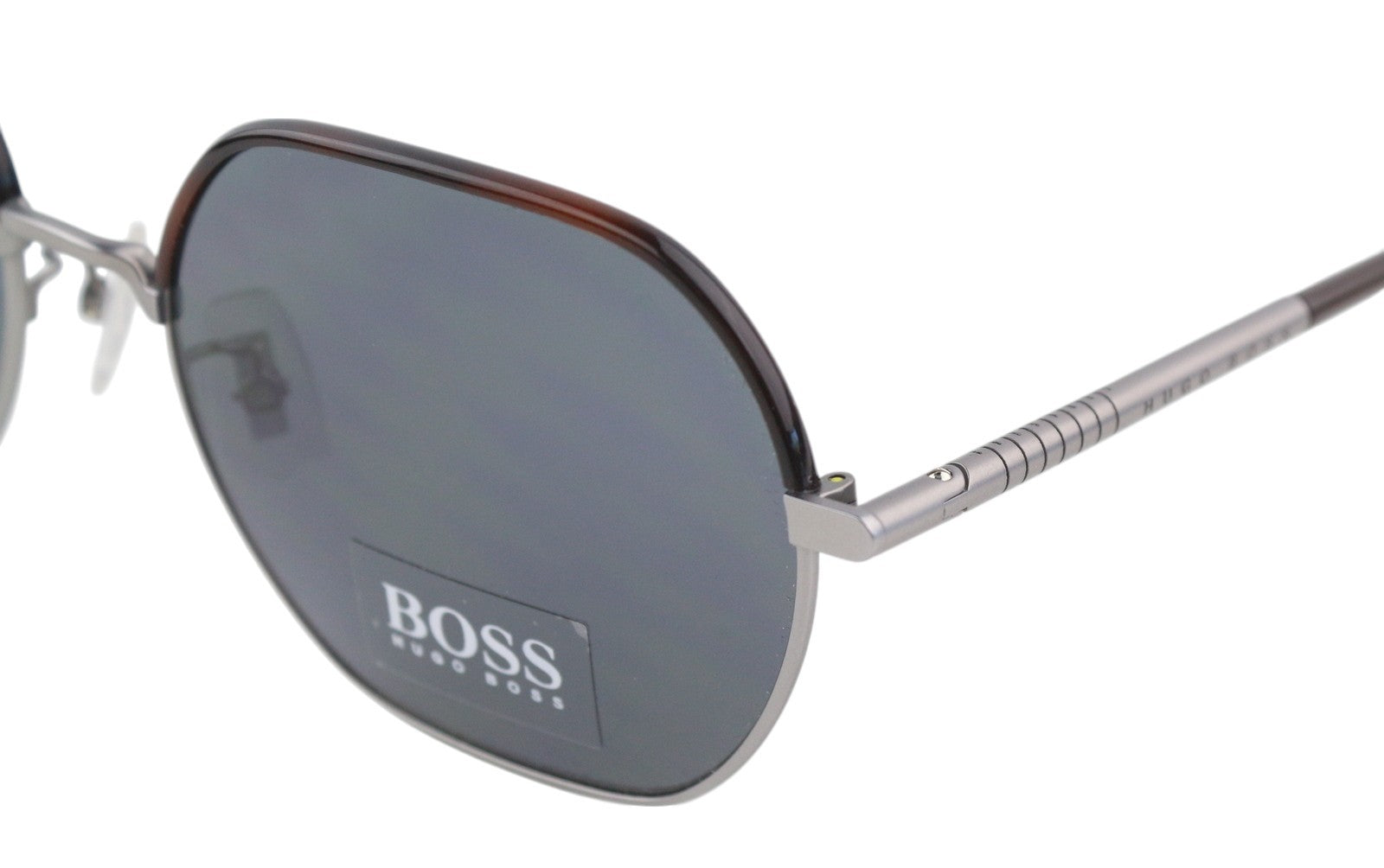 HUGO BOSS 1107/F/S vyriški akiniai nuo saulės su sidabro atspalviu, tonuotu kvadratu ir unisex akiniais. 