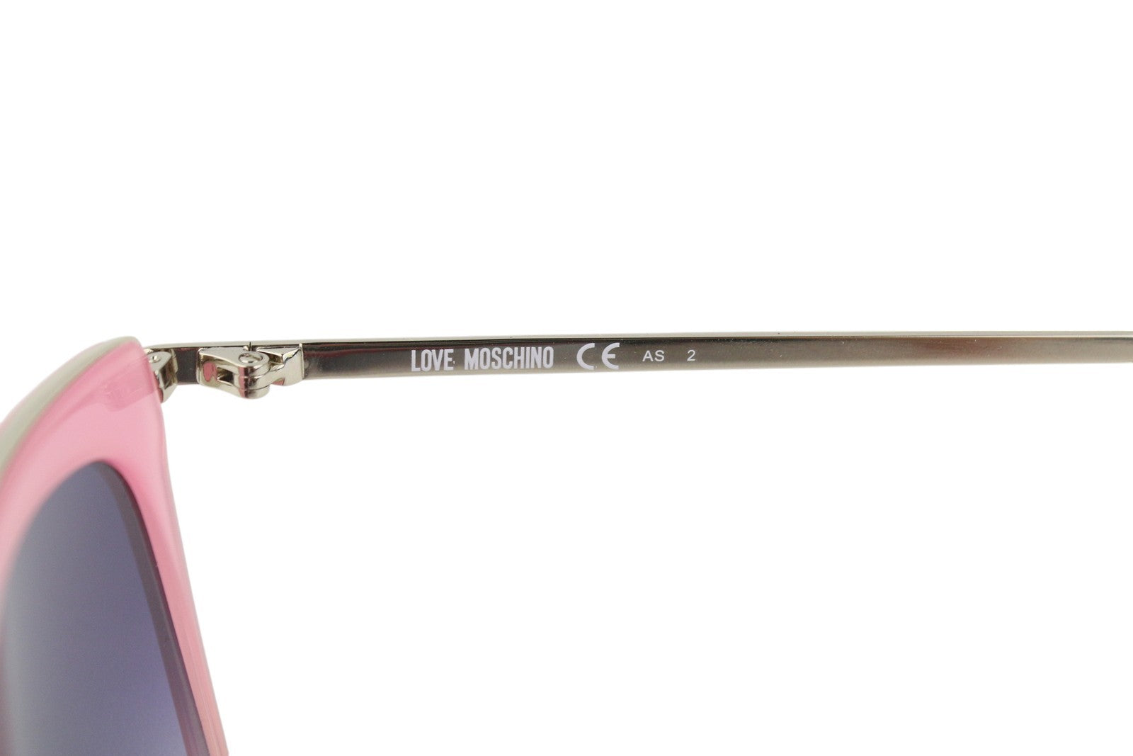 „LOVE MOSCHINO MOL007/S“ moteriški akiniai nuo saulės su aukso atspalviu, rožinio rėmelio kvadratiniu rėmeliu, rekomenduojama kaina – 165 € 