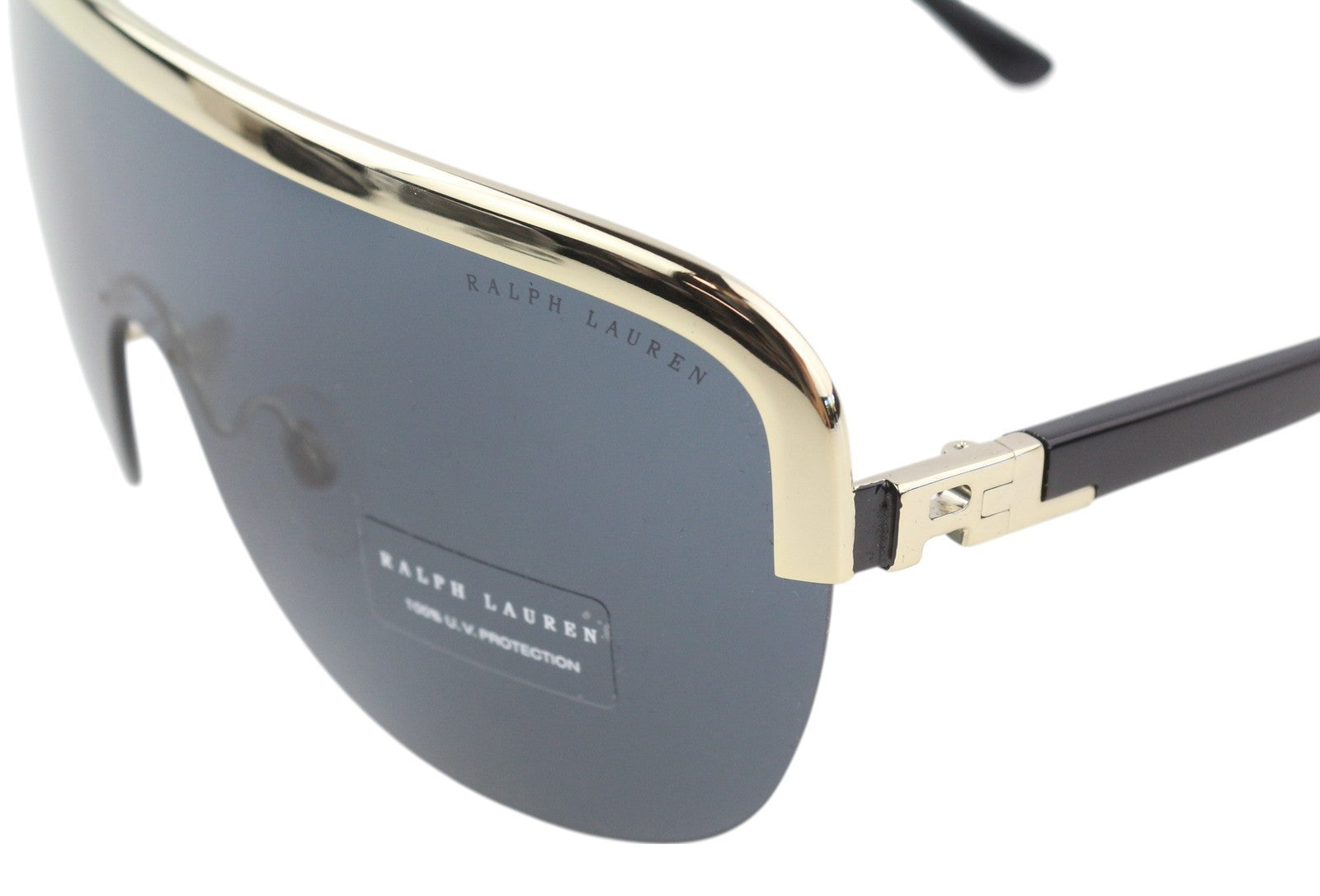 RALPH LAUREN 0RL7057 moteriški akiniai nuo saulės OS juodi su UV apsauga, auksinės detalės, laisvalaikio stiliaus 
