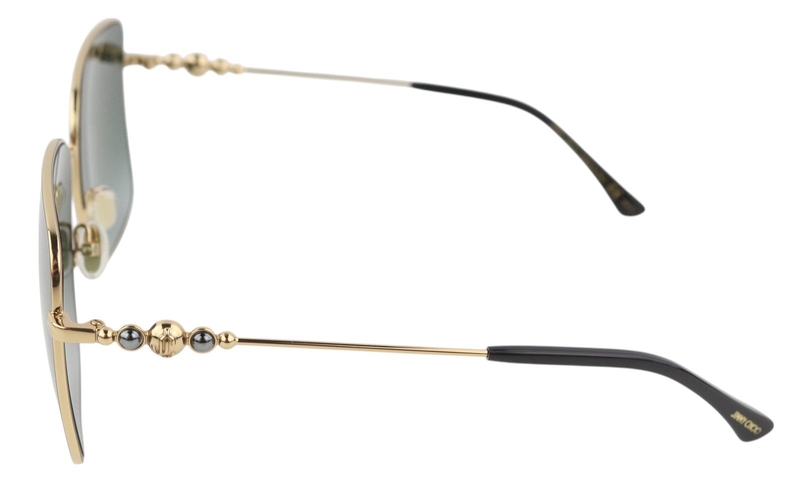 JIMMY CHOO Hester/S moteriški akiniai nuo saulės su aukso spalvos kasdieniais, tonuoti kvadratiniais akiniais, rekomenduojama kaina – 245 € 