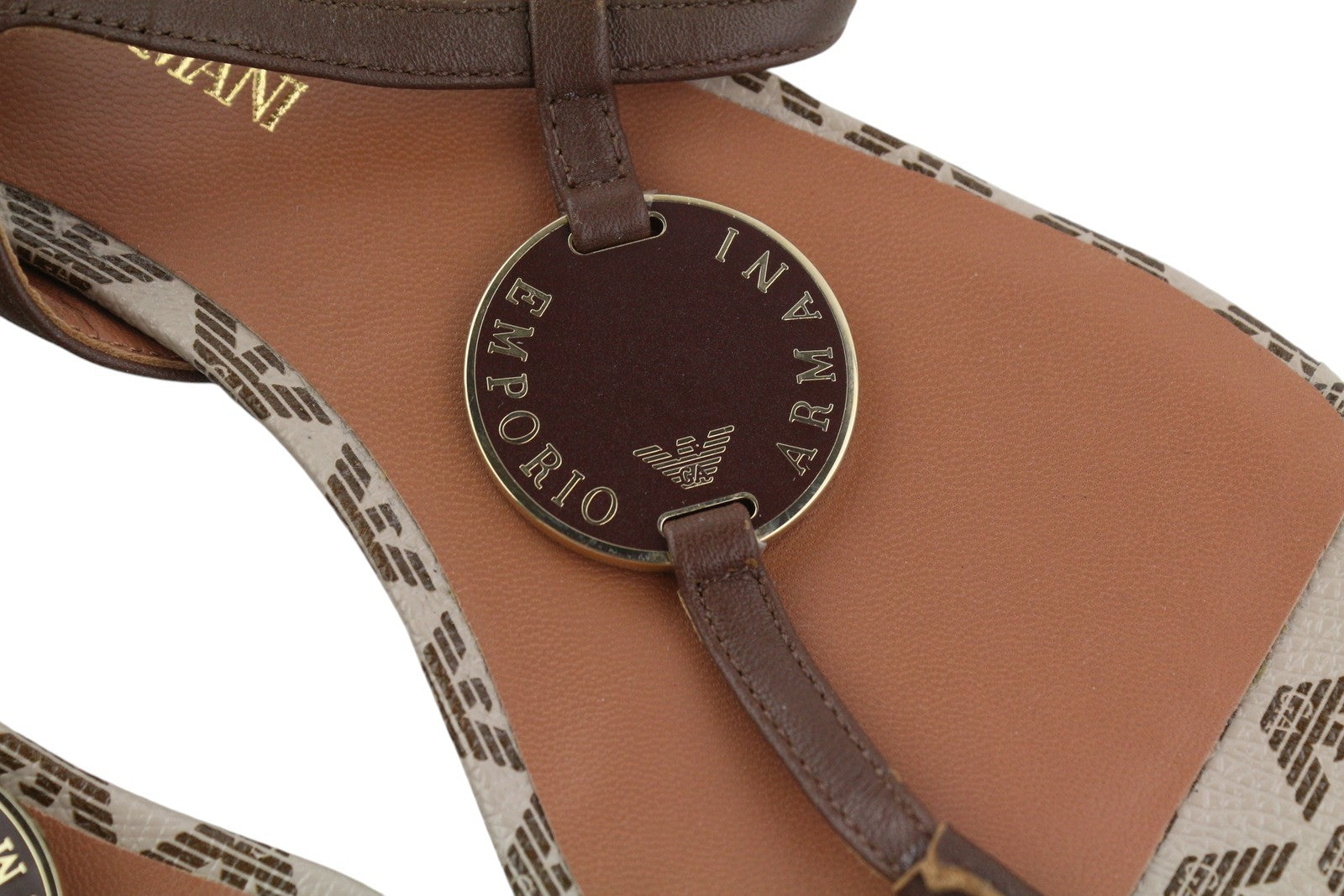 EMPORIO ARMANI X3Q065 moteriškos basutės, 37 dydžio, rudos odos, plokščiapadžiai bateliai su logotipu, RMK 212 € 