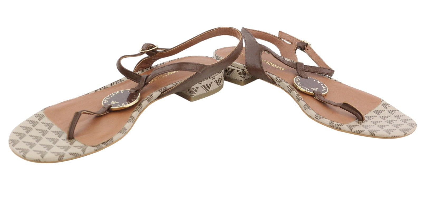 EMPORIO ARMANI X3Q065 moteriškos basutės, 37 dydžio, rudos odos, plokščiapadžiai bateliai su logotipu, RMK 212 € 