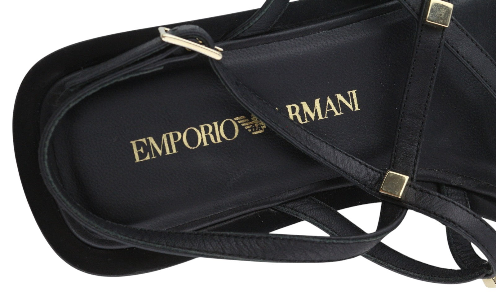 EMPORIO ARMANI X3P718 moteriškos basutės, 37 dydžio, juodos, odinės, be petnešėlių, laisvalaikio stiliaus. 