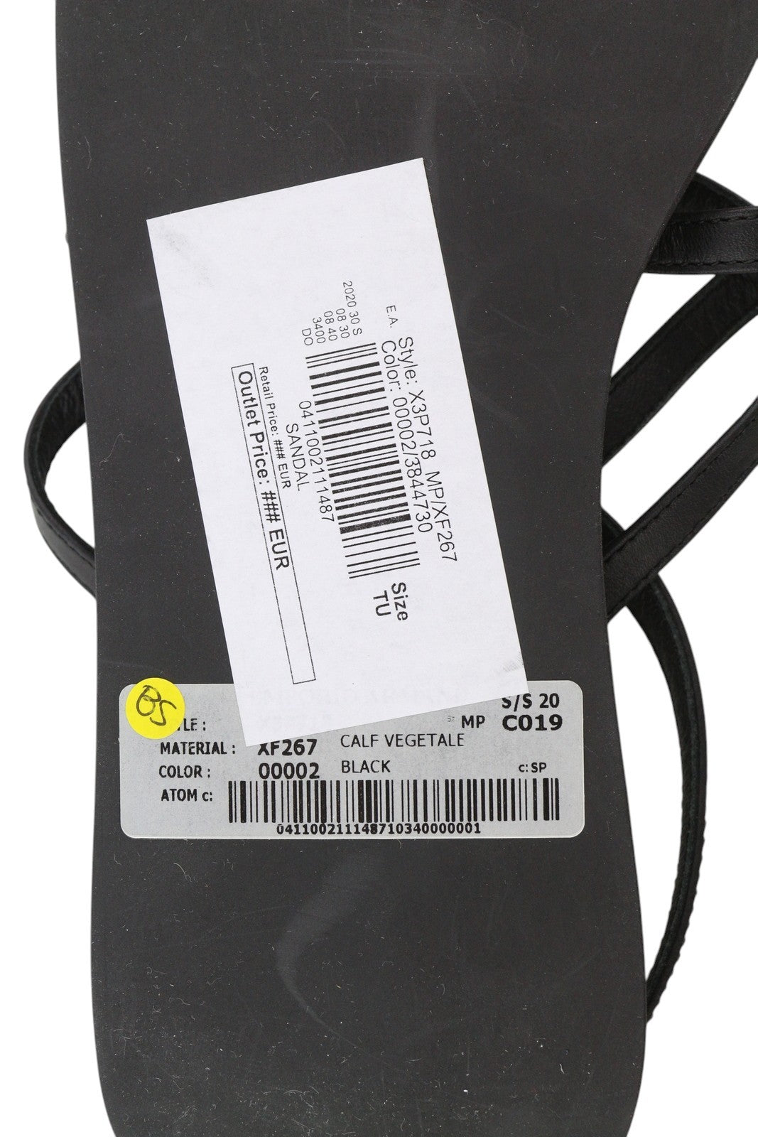 EMPORIO ARMANI X3P718 moteriškos basutės, 37 dydžio, juodos, odinės, be petnešėlių, laisvalaikio stiliaus. 