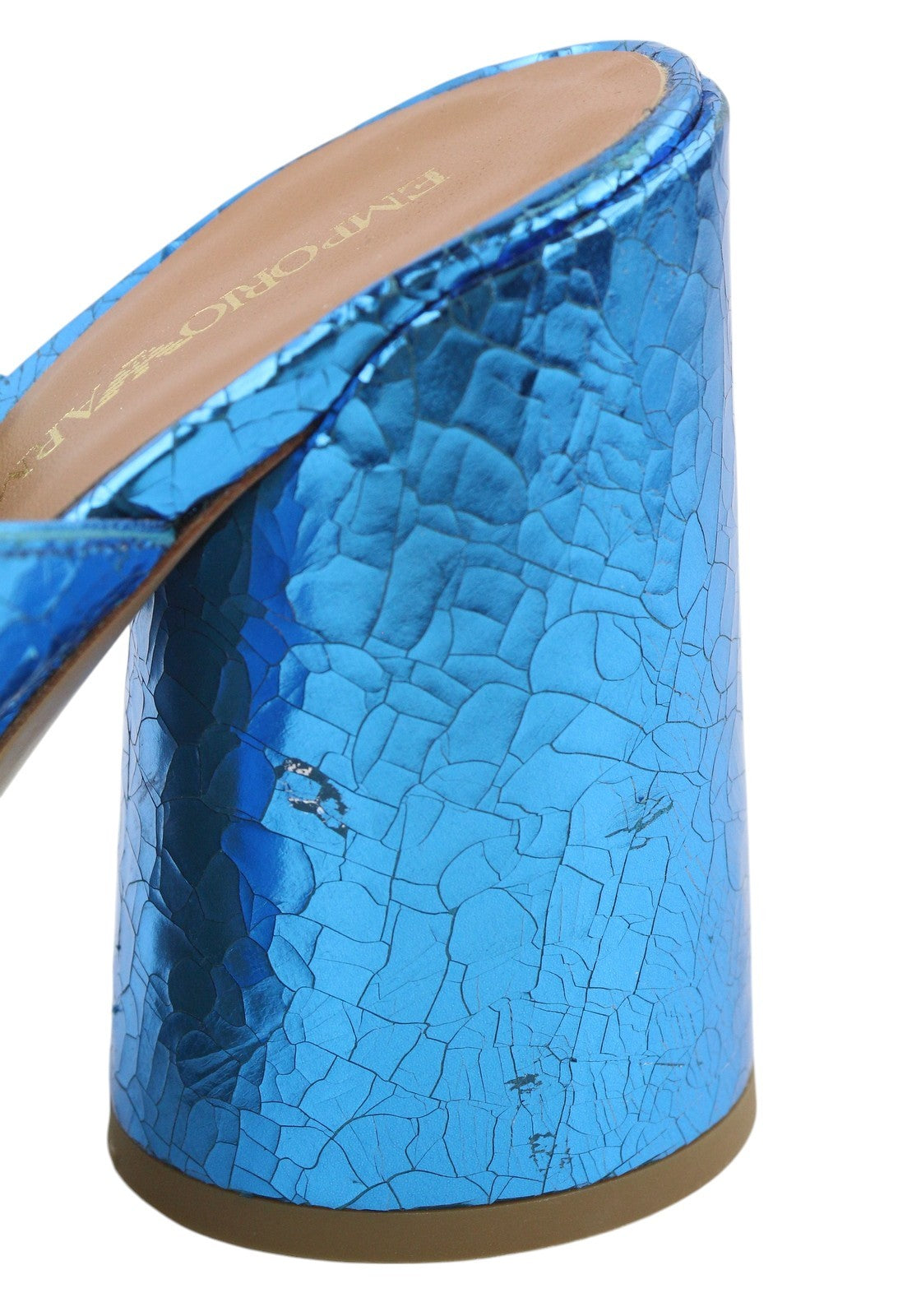 EMPORIO ARMANI X3P713 moteriškos basutės, 37 dydžio, mėlynos, blizgios odos, įsispiriamos. RMK 299 €. 