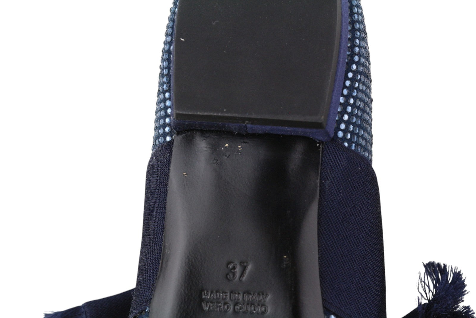 EMPORIO ARMANI moteriški bateliai su cirkoniais, 37 dydžio, mėlyna spalva, smailiomis nosimis, balerinos dirželiais. 