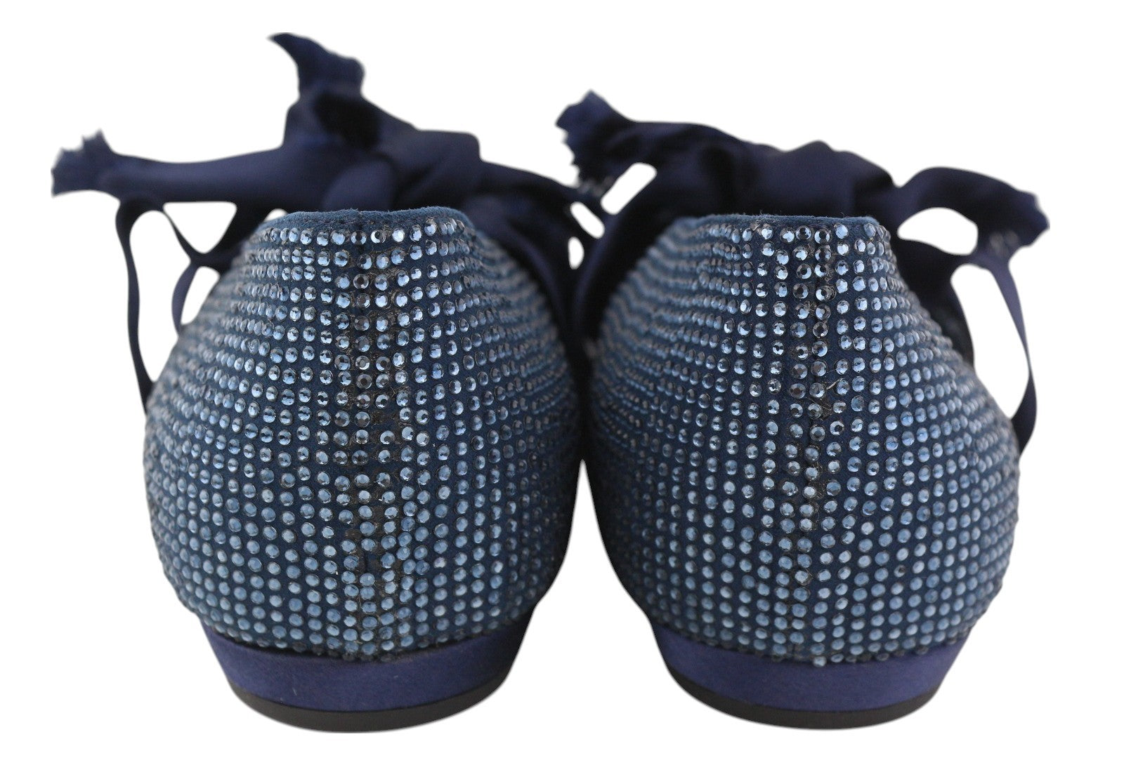 EMPORIO ARMANI moteriški bateliai su cirkoniais, 37 dydžio, mėlyna spalva, smailiomis nosimis, balerinos dirželiais. 