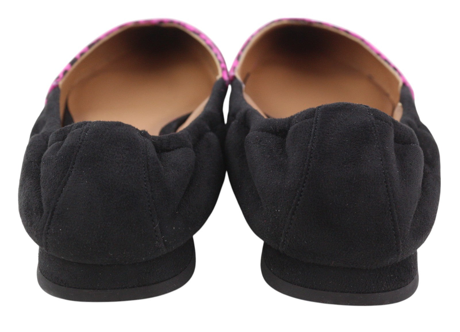 EMPORIO ARMANI X3D244 moteriški bateliai be kulno, rožinės spalvos, odiniai, smailiomis nosimis, balerinos formos bateliai. 