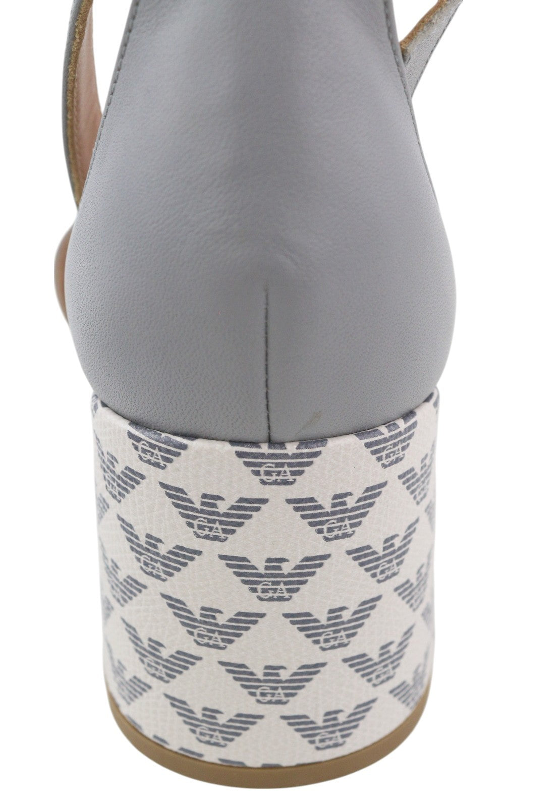 EMPORIO ARMANI X3P708 moteriški aukštakulniai, pilkos odos basutės su logotipu, RRP 199 € 