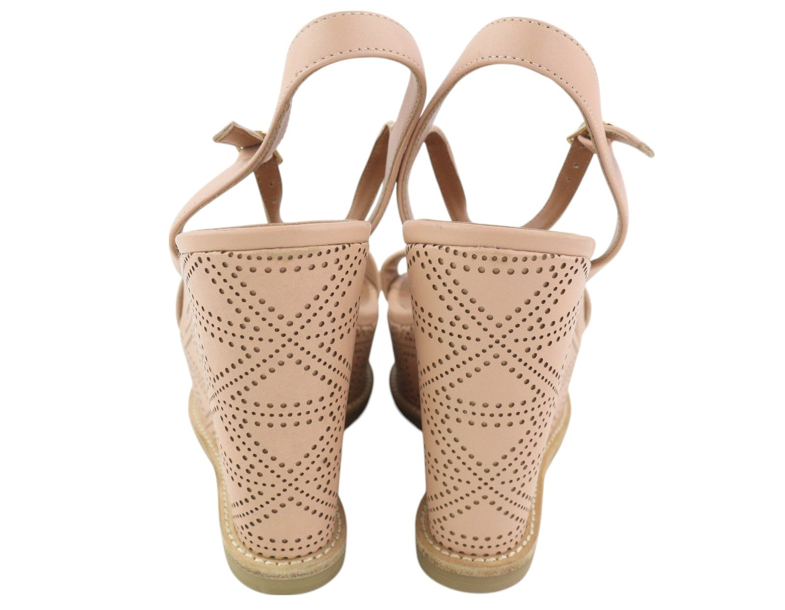 EMPORIO ARMANI X3U067 moteriškos basutės, 37 dydžio, šviesiai rožinės, odinės, pleišto formos aukštakulniai, rekomenduojama kaina – 219 € 