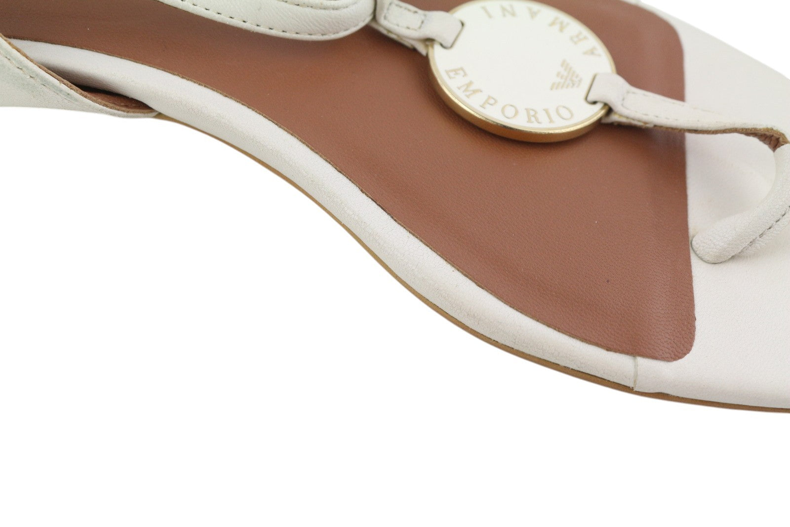 EMPORIO ARMANI X3Q065 moteriškos basutės, 37 dydžio, baltos odos, plokščiapadžiai bateliai su logotipu, RMK 212 € 