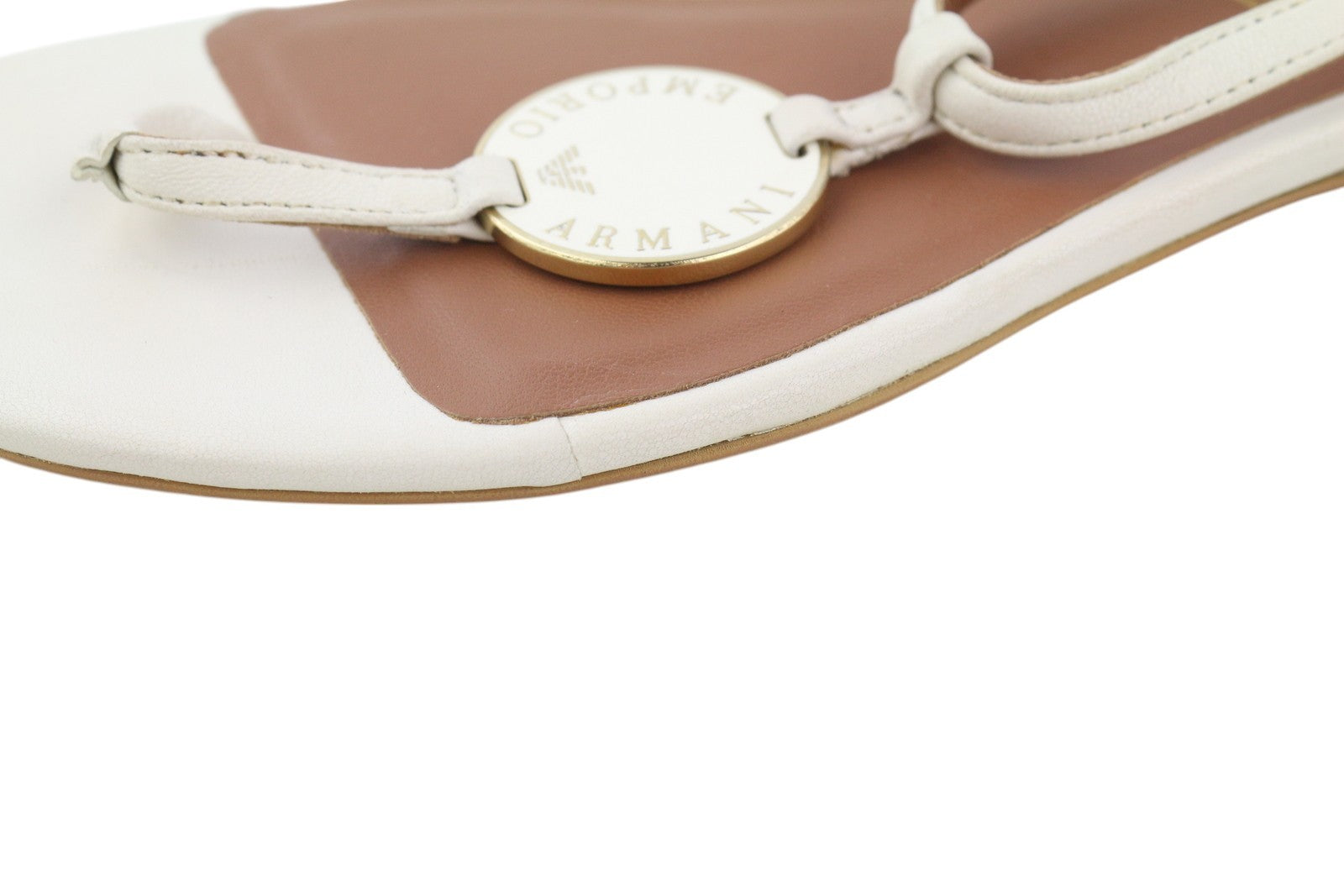 EMPORIO ARMANI X3Q065 moteriškos basutės, 37 dydžio, baltos odos, plokščiapadžiai bateliai su logotipu, RMK 212 € 