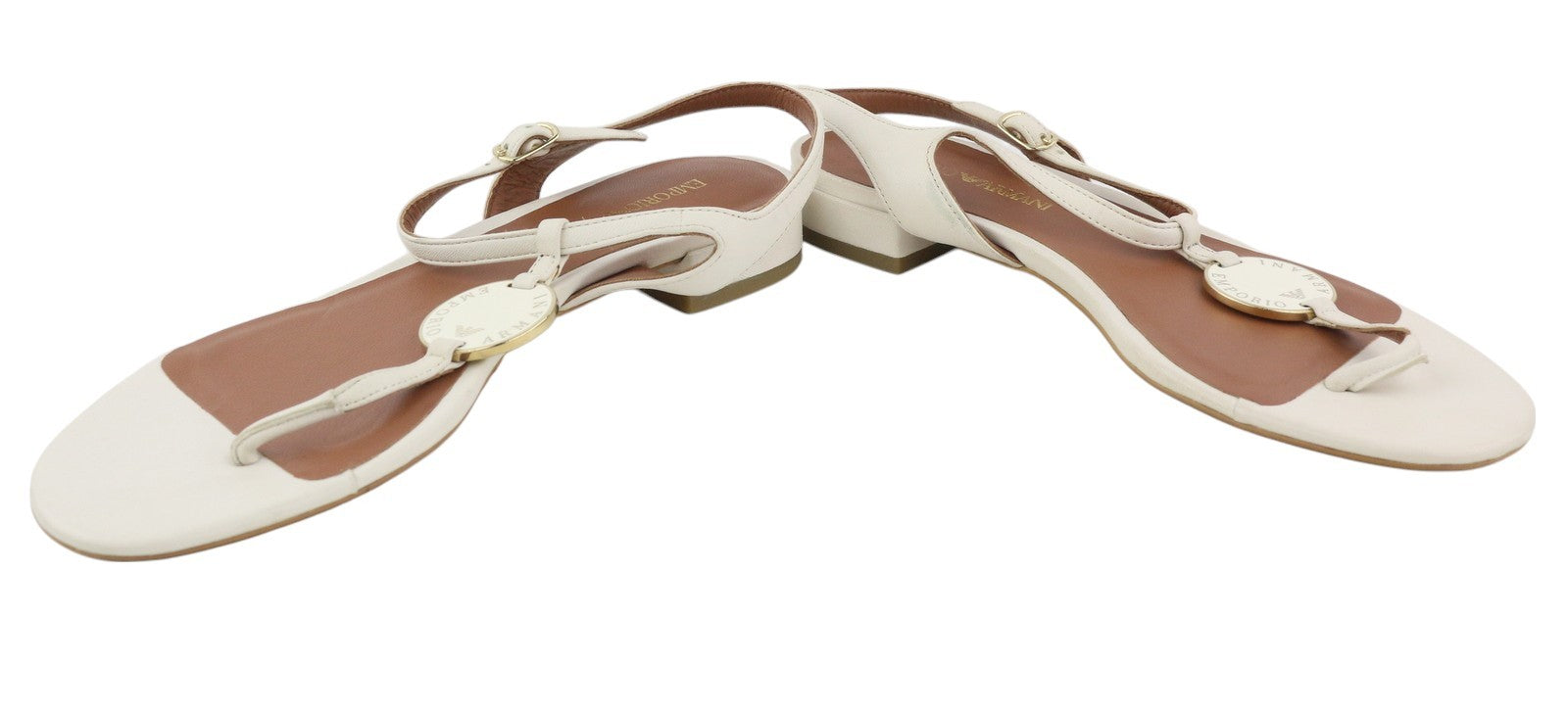 EMPORIO ARMANI X3Q065 moteriškos basutės, 37 dydžio, baltos odos, plokščiapadžiai bateliai su logotipu, RMK 212 € 