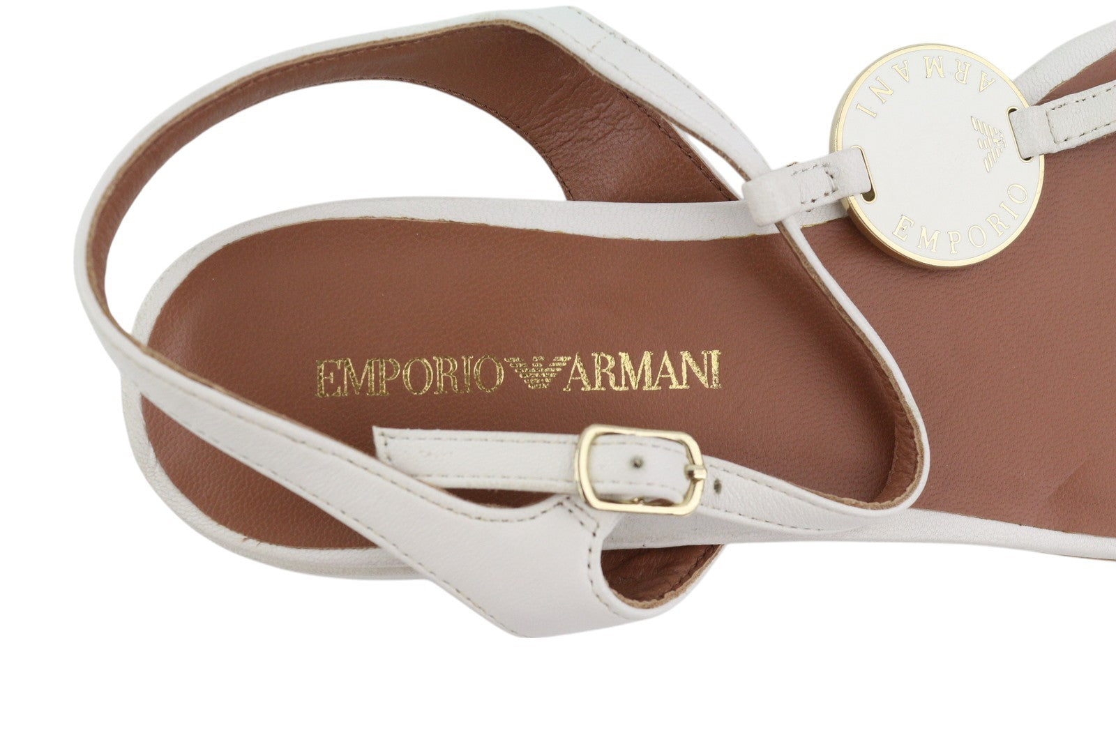 EMPORIO ARMANI X3Q065 moteriškos basutės, 37 dydžio, baltos odos, plokščiapadžiai bateliai su logotipu, RMK 212 € 