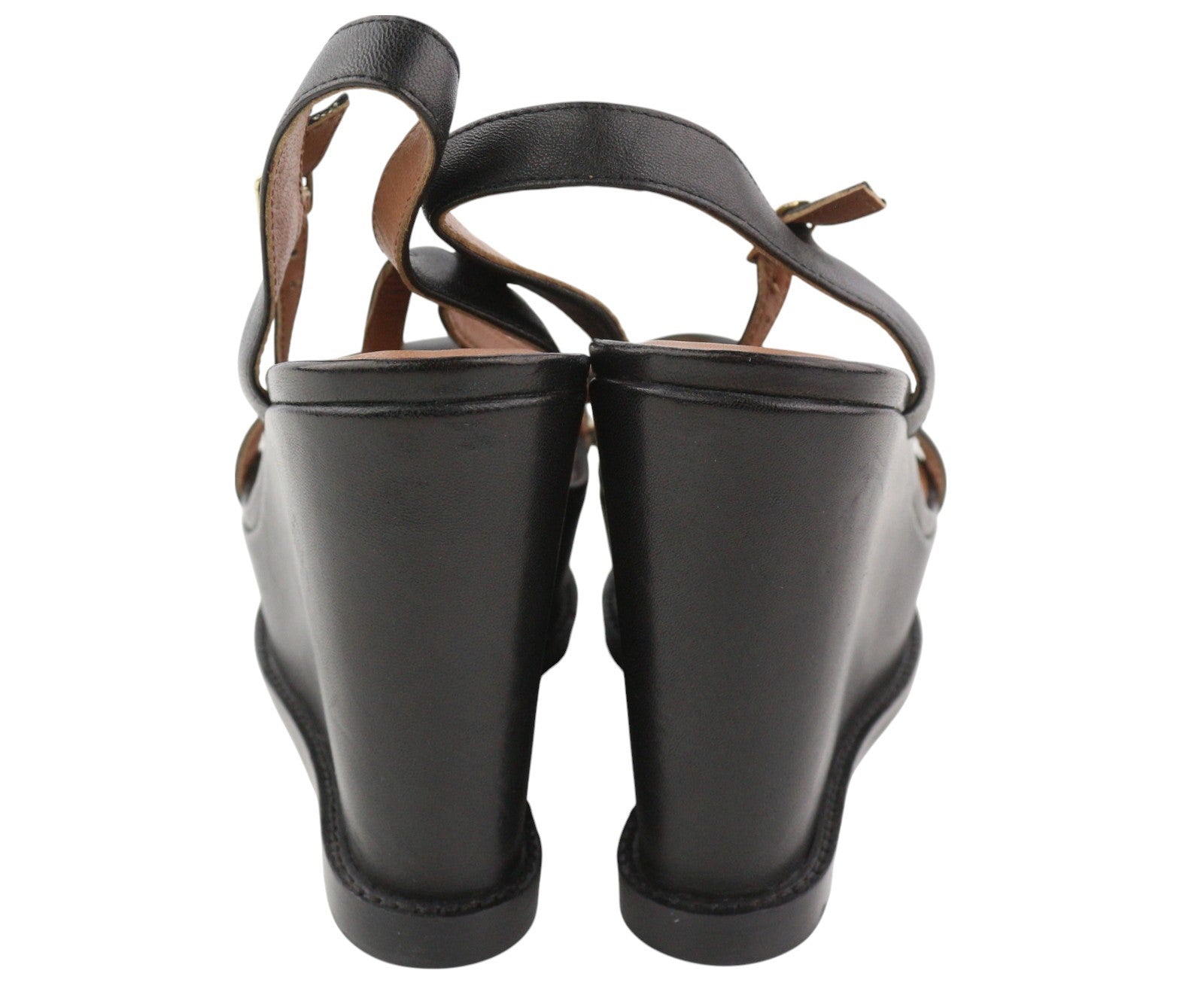 EMPORIO ARMANI moteriškos basutės, 37 €, juodos, odinės, pleišto formos, platforminės, laisvalaikio stiliaus. 