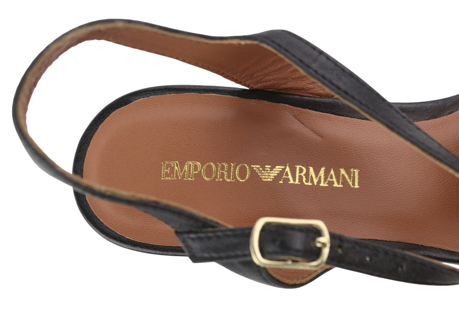 EMPORIO ARMANI moteriškos basutės, 37 €, juodos, odinės, pleišto formos, platforminės, laisvalaikio stiliaus. 