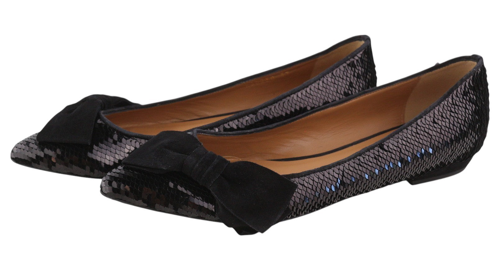 EMPORIO ARMANI X3D230 moteriški bateliai su blizgučiais ir smailiomis nosimis, juodi, 37 dydžio. 