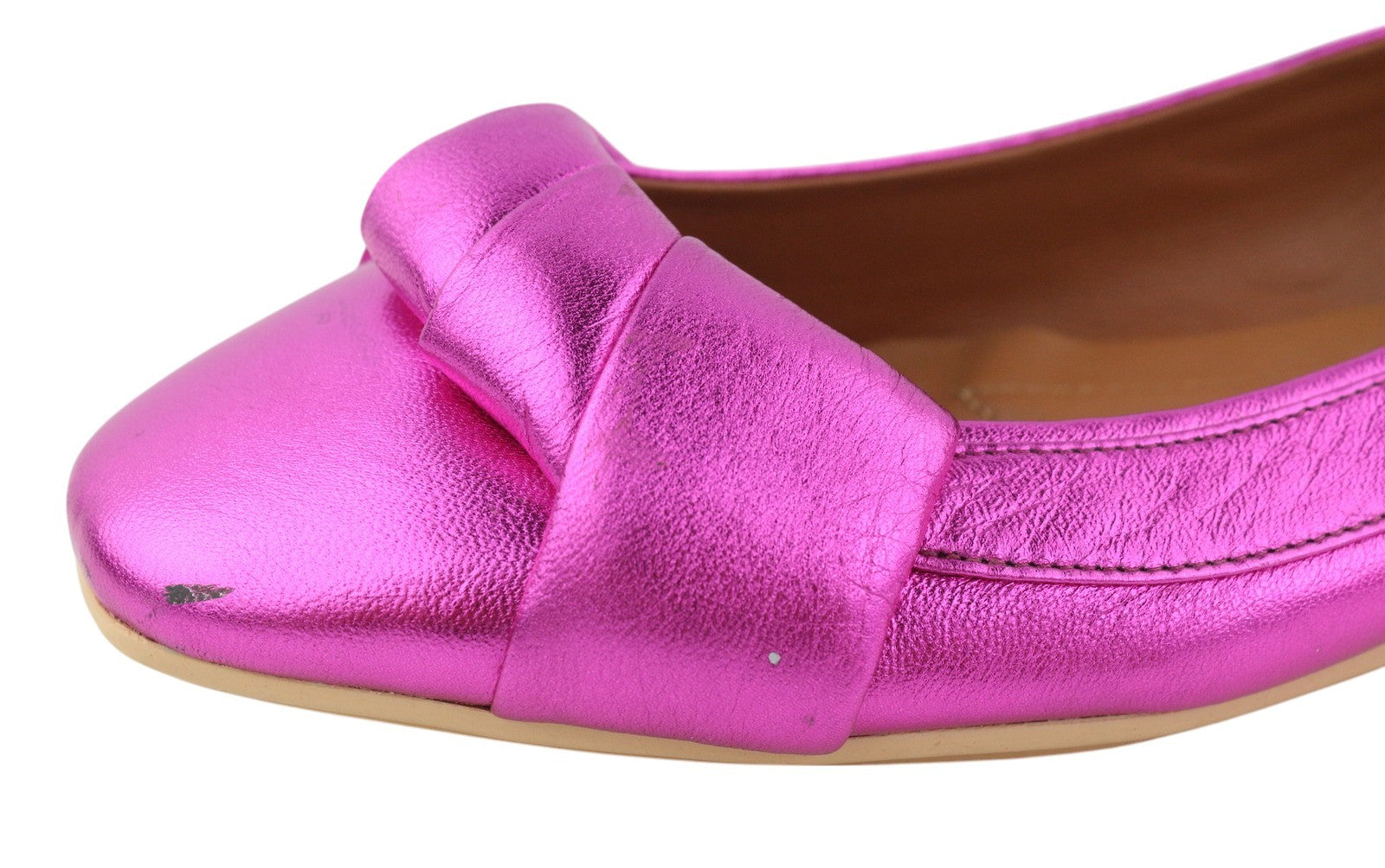 EMPORIO ARMANI X3D241 moteriški bateliai su blizgia rožine oda, kvadratine nosele, balerinos 