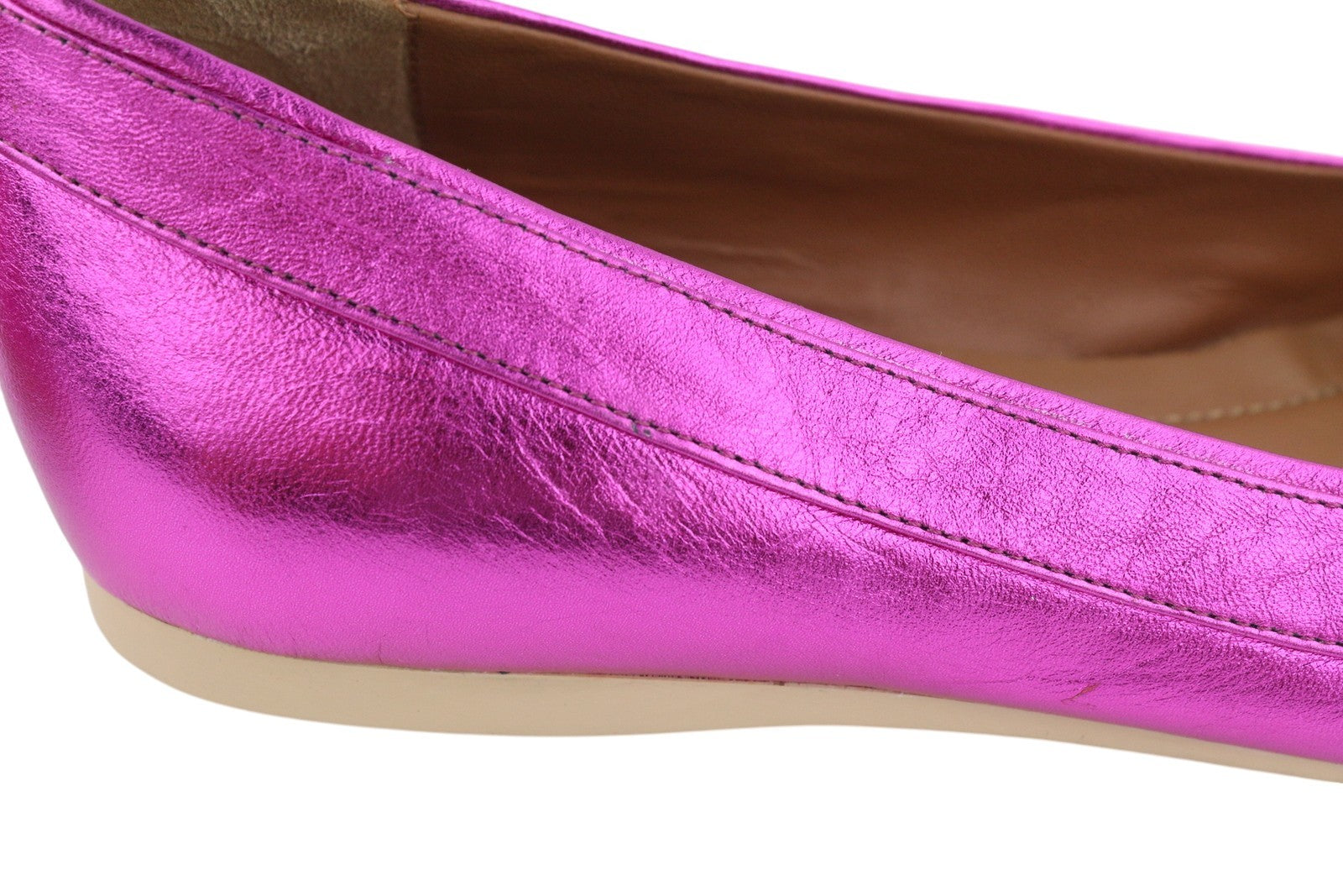 EMPORIO ARMANI X3D241 moteriški bateliai su blizgia rožine oda, kvadratine nosele, balerinos 