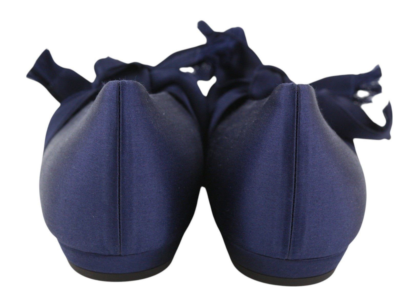 EMPORIO ARMANI moteriški bateliai su balerinos formos užtrauktuku, 37 dydžio, mėlyni, atlasiniai, smailūs noseliai. 