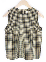 SUISTUDIO Sage moteriški languoti vilnoniai rudi žali marškinėliai be rankovių, dydis UK10, dydis be rankovių 