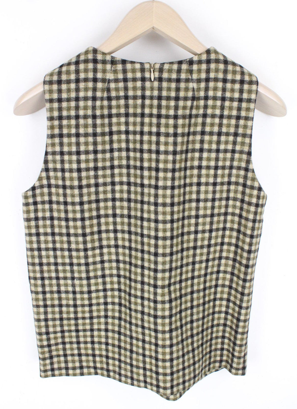 SUISTUDIO Sage moteriški languoti vilnoniai rudi žali marškinėliai be rankovių, dydis UK10, dydis be rankovių 