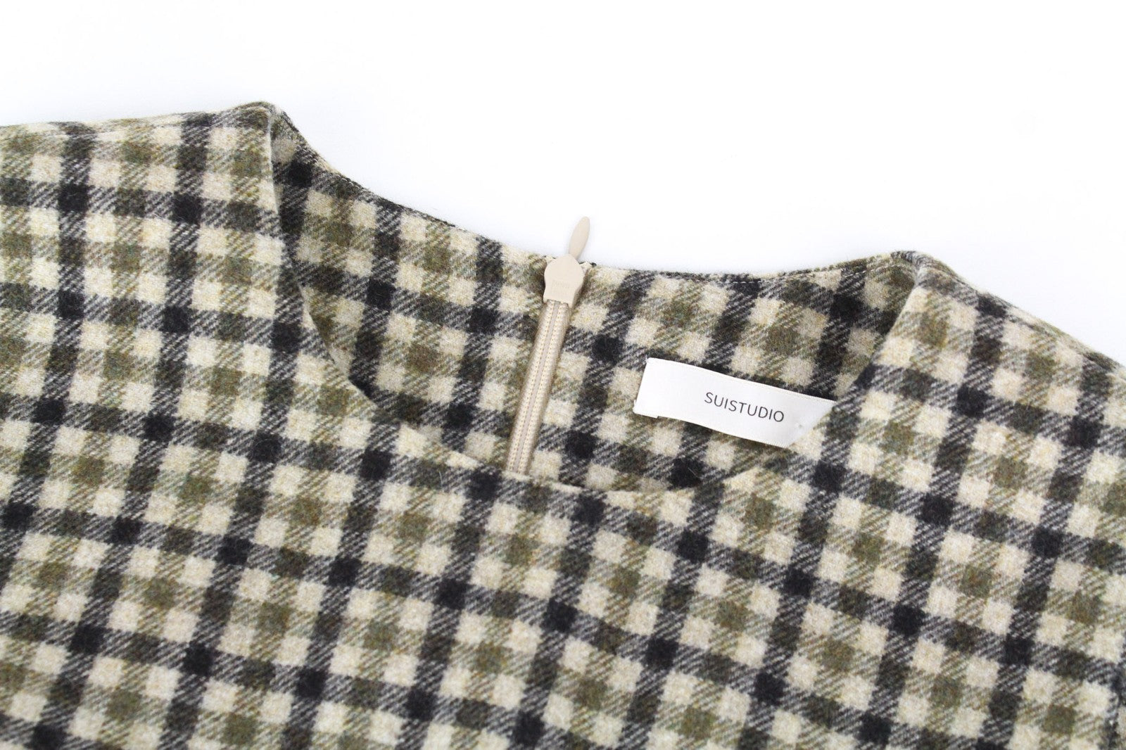 SUISTUDIO Sage moteriški languoti vilnoniai rudi žali marškinėliai be rankovių, dydis UK10, dydis be rankovių 