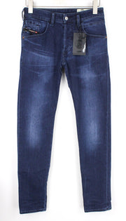 DIESEL D-Bazer 083AT vyriški W26 siaurėjantys berniukiški skalbti mėlyni tamprūs džinsai 