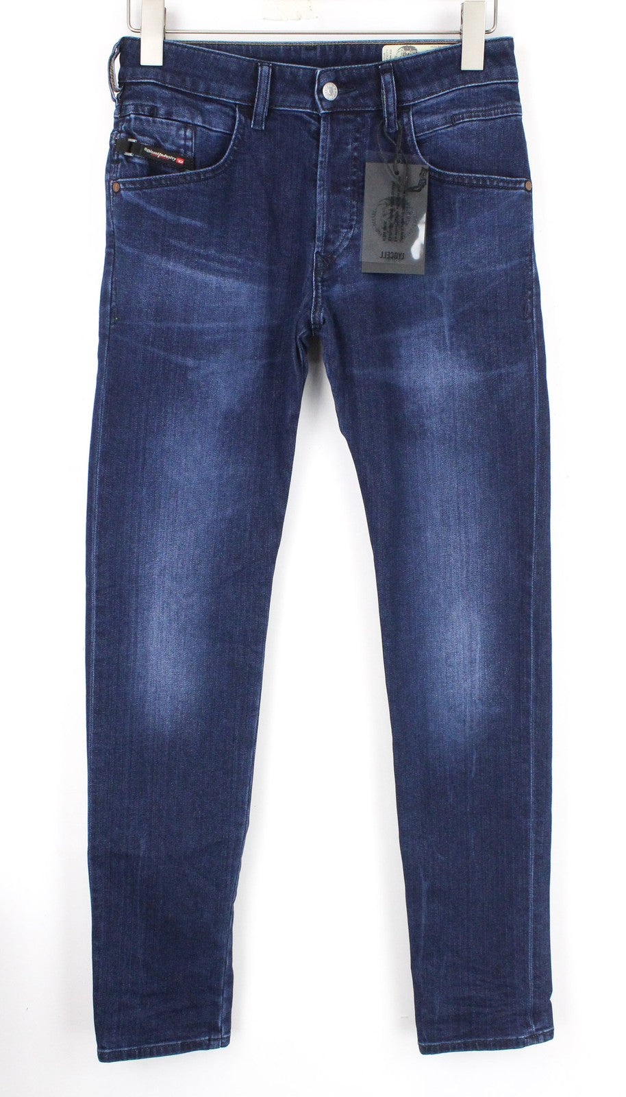 DIESEL D-Bazer 083AT vyriški W26 siaurėjantys berniukiški skalbti mėlyni tamprūs džinsai 