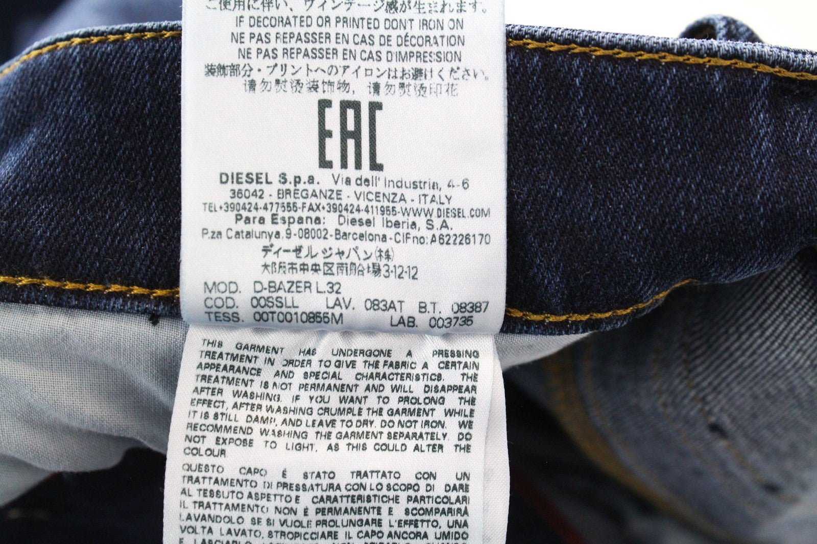 DIESEL D-Bazer 083AT vyriški W26 siaurėjantys berniukiški skalbti mėlyni tamprūs džinsai 