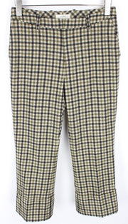 SUISTUDIO Robin moteriškos trumpos grynos vilnos klostuotos pilkos languotos kelnės (UK10)