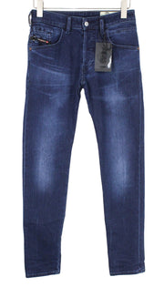 DIESEL D-Bazer 083AT vyriški W26 siaurėjantys skalbti mėlyni tamprūs medvilniniai berniukiški džinsai 