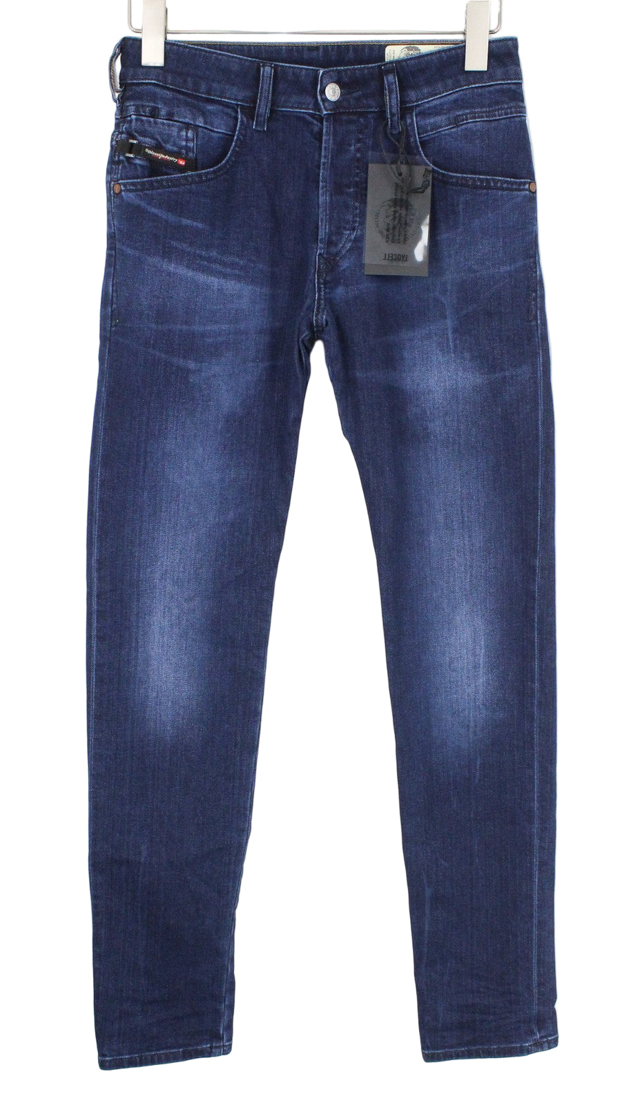 DIESEL D-Bazer 083AT vyriški W26 siaurėjantys skalbti mėlyni tamprūs medvilniniai berniukiški džinsai 